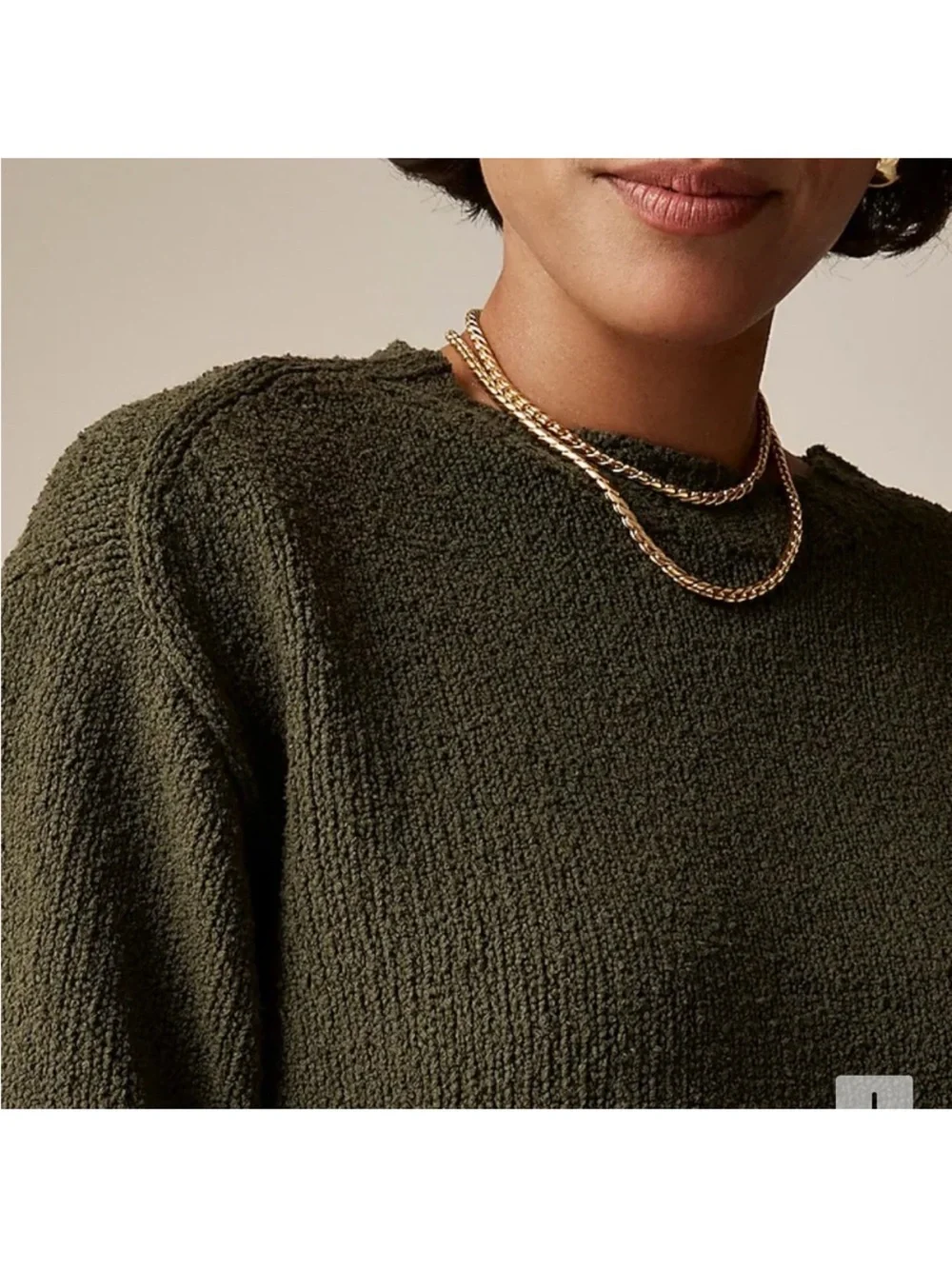 J. Crew Relaxed Crewneck Sweater in Olive Size M